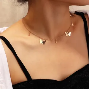 Kaimei Butterfly Choker Halskette für Frauen Gold Farbe Chain Statement Kragen Female Chocker Best Shining Jewelry Party 2020 Neu