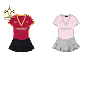 Nouveau à la mode femmes ensembles mignons imprimer Jersey chemises culture + jupe Shorts 2 pièces ensembles filles Y2K deux pièces Jersey Shorts ensembles pour femmes - Product Image 6