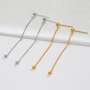 ต่างหูเงินแท้ S925 รุ่น Wenchi ลายดอกไม้ สำหรับทำต่างหูมุก DIY แบบเรียบง่าย ขนาด 8-10 มม. แบบกลวง กึ่งสำเร็จรูป รหัสสินค้า 15761 ขนาด 25 มม. - Product Image 1