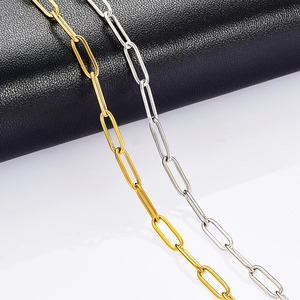 Kalung Rantai Klip Kertas Baja Tahan Karat Warna Emas/Perak Berkualitas Tinggi, Hadiah untuk Pria dan Wanita - Product Image 1