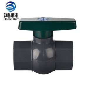 Válvula de bola octogonal de PVC HongKe <span class=keywords><strong>Jordan</strong></span> con nuevo mango verde profundo y conexión de rosca de cuerpo gris profundo - Product Image 3