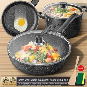 Sartén Antiadherente de Piedra Maifan de Alta Calidad TGYW, Revestimiento Natural Maifanshi, Juego de Utensilios de Cocina, Wok <span class=keywords><strong>para</strong></span> Freír con <span class=keywords><strong>Tapa</strong></span> de Vidrio - Product Image 5