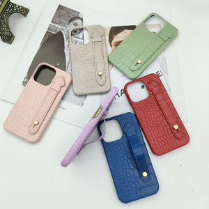 Étui de téléphone en cuir d'affaires avec bracelet pour <span class=keywords><strong>Iphone</strong></span> 16 15 14 13 12 <span class=keywords><strong>11</strong></span> housse de téléphone en cuir à motif <span class=keywords><strong>crocodile</strong></span> avec sangle - Product Image 4