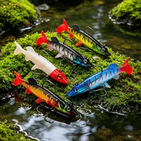 Leurre souple de pêche 15g 9.3cm avec tête plombée interne, type Swimbait à queue de pagaie, pour la pêche au bar, au brochet, en eau salée et en eau douce, leurres shad