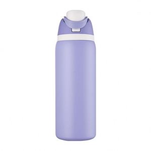 Bouteille isotherme sport en acier inoxydable à double paroi de 32 oz avec logo personnalisé, revêtement poudré et paille - Product Image 1