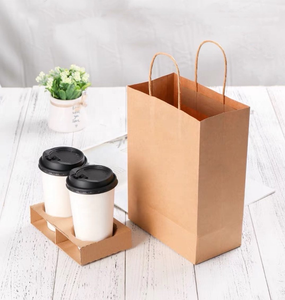 Saco de papel ecológico personalizado, <span class=keywords><strong>4</strong></span> copos de café com estampa personalizada, sacos de papel adesivos para loja de café - Product Image 4