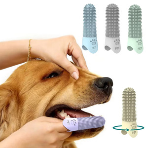 Wholesale Custom 360 Degree Soft Food Grade High Quality Silicone Dog Cat Finger <b>Brush</b> Toothbrush for <b>Pet</b> Teeth Cleaning - Product Image 1