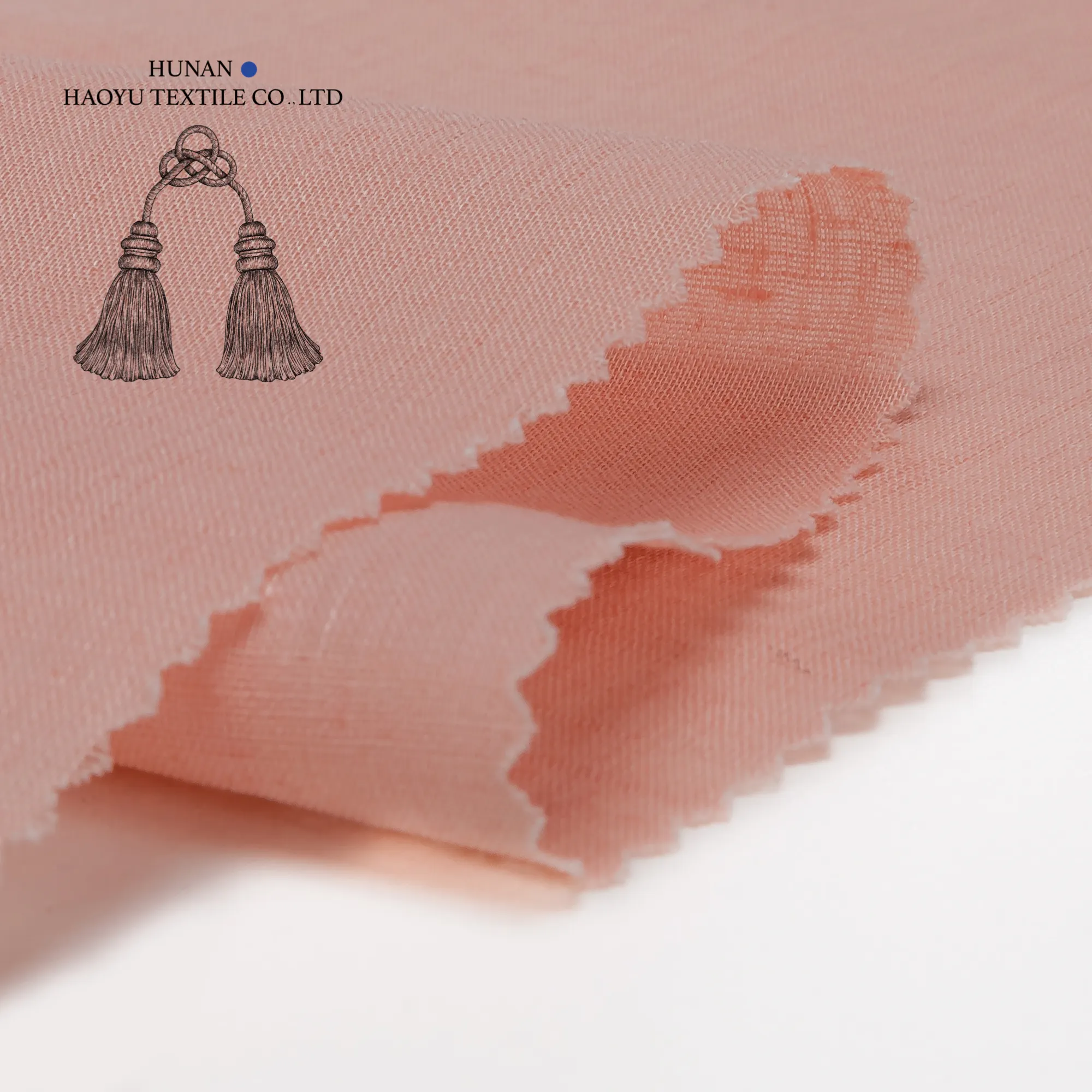 Haoyu usine textile 100% pur lin naturel tissé tissu doux fil teint 100 Ramie tissu pour vêtement