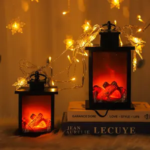 Newest Moroccan Lantern Fireplace Flame Lamp Decorative Christmas LED Lighting Effect Simulation Christmas Moroccan Decorations