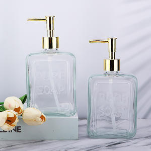 Distributeur de savon/<span class=keywords><strong>shampoing</strong></span> en verre haut de gamme transfrontalier avec pompe à lotion 500 ml, bouteille vide personnalisable, impression sérigraphique - Product Image 3