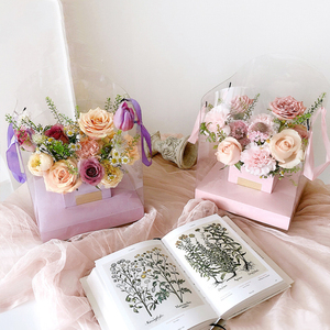 ZL Wholesale PVC Luxury Transparent Rectangular Roses Gift Box Paper Packaging Arrangements Decoration Clear Soap Flower Box