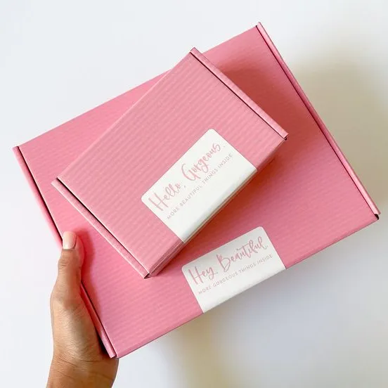 ピンクの配送ボックス中小企業の配送用品