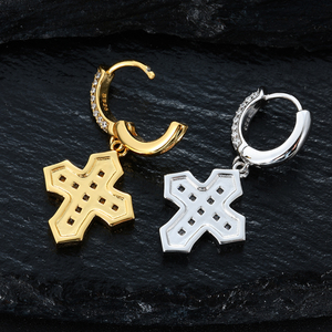 Nuovissimo Design Hip Hop gioielli anallergico 925 in argento Sterling VVS Moissanite diamanti croce <span class=keywords><strong>orecchini</strong></span> <span class=keywords><strong>pendenti</strong></span> per <span class=keywords><strong>uomo</strong></span> donna - Product Image 3