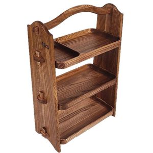 رف تخزين خشبي محمول متعدد الأغراض بثلاث طبقات للمطبخ لتخزين التوابل والخضروات والفواكه - Product Image 5