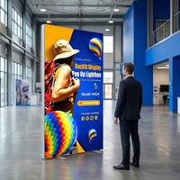 Boîte lumineuse publicitaire LED rectangulaire pliable double face personnalisée avec cadre en aluminium et affichage de bannière en tissu rétroéclairé