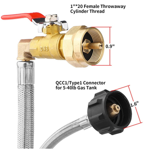 1 LB ON-OFF Control Valve QCC/Type1 Inlet Smooth Surface <strong>Propane</strong> <strong>Refill</strong> <strong>Adapter</strong> Gas Tank Grill <strong>Adapter</strong> Extension Pipe Fittings - Product Image 4