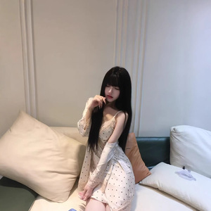 ชุดนอนสไตล์ญี่ปุ่นลายจุดน่ารักแบบสาวหวาน  ชุดนอนสายเดี่ยว  ชุดนอนใส่สบาย  ชุดนอนลายจุด  ชุดนอนผ้าฝ้ายแท้ - Product Image 2