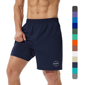 Pantalones cortos de dos pisos lisos personalizados de alta calidad 90 poliéster 10 Spandex, pantalones cortos de doble capa sueltos con cintura elástica para hombre - Product Image 1
