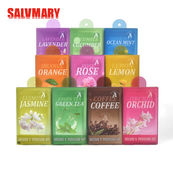 SALVMARY Nail Care Preparations 4 Step Foot Peeling Skin Care Pedicure Kit Foot Scrub Soak Herbal Spa Pedicure Kit in Box 4 in 1