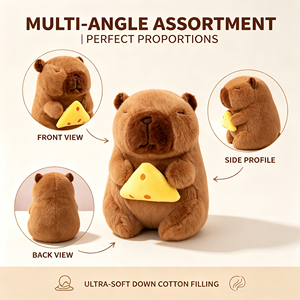 Peluche Capybara douce de 8 pouces, jouet en peluche, poupée animale en peluche tenant un <span class=keywords><strong>fromage</strong></span>, prix de machine d'arcade de centre commercial, marchandises en stock direct usine - Product Image 3