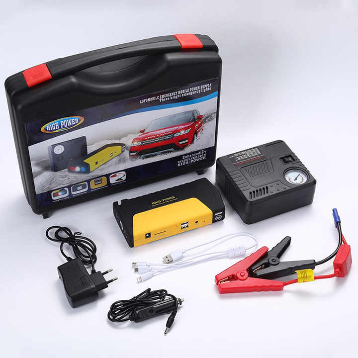 Sursa de alimentare cu pornire de urgenta de 12 V, 45 W, putere totala, 600 A, baterie mobila multifunctionala, 2000 A, pompa de aer pentru masina