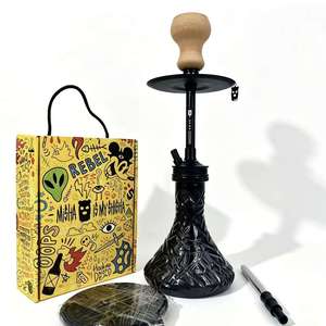 Black Lacquer Aluminum <b>Hookah</b> Set Modern Shisha <b>Pipe</b> with Gift Box Bowl Hose Bar Use - Product Image 1