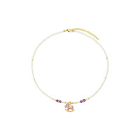 Parure de bijoux délicate en perles d'eau douce naturelles roses, motif cheval à bascule, pour femme, cadeau d'anniversaire, collier, bracelet, boucles d'oreilles, bague