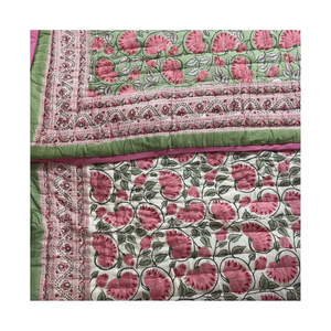 Mejor hecho a mano Rajasthani bloque impreso hecho a mano de lujo cómodo KanthaQuilt indio bohemio ropa de cama colcha de algodón Manta - Product Image 1