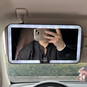 Espejo de Maquillaje para el Copiloto con Visera Solar Ajustable Tricolor LED de Alta Definición y Aumento de 3x, Resistente al Polvo y Montado en el Automóvil - Product Image 4