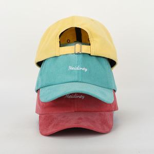 Oem Custom Embroidery Logo Corduroy Baseball Cap,High Quality 6 Panel <b>Men</b> Women Dad <b>Hat</b>,Corduroy Gorras - Product Image 2