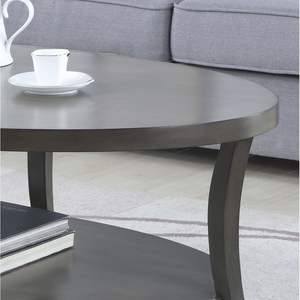 Mesa de Centro Ovalada Contemporánea con Tapa de Vidrio Gris y Estructura Metálica, Mueble Resistente para Sala de Estar - Product Image 4