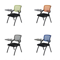 Chaise de formation pliable en maille plastique avec accoudoirs réglables et tablette d'écriture pour salle de conférence