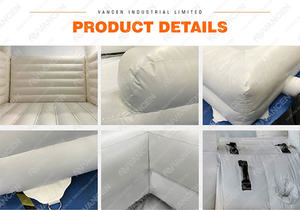 قلعة نطاطة قابلة للنفخ من كلوريد البولي فينيل بحجم كبير من الدرجة التجارية ، منزل ترتد أبيض مزدوج الشريحة مع حفرة كرة للأطفال - Product Image 5