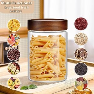 Pot en verre épais de haute qualité pour le stockage du <span class=keywords><strong>miel</strong></span> et des aliments, avec couvercle en bois, disponible en 350 ml, 450 ml et 580 ml - Product Image 4