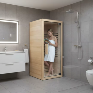 Sauna de Infrarrojos Lejanos de Grado Comercial con Terapia de Luz Roja Opcional, OEM ODM, Calefacción Eléctrica de Madera Maciza de Hemlock - Product Image 1