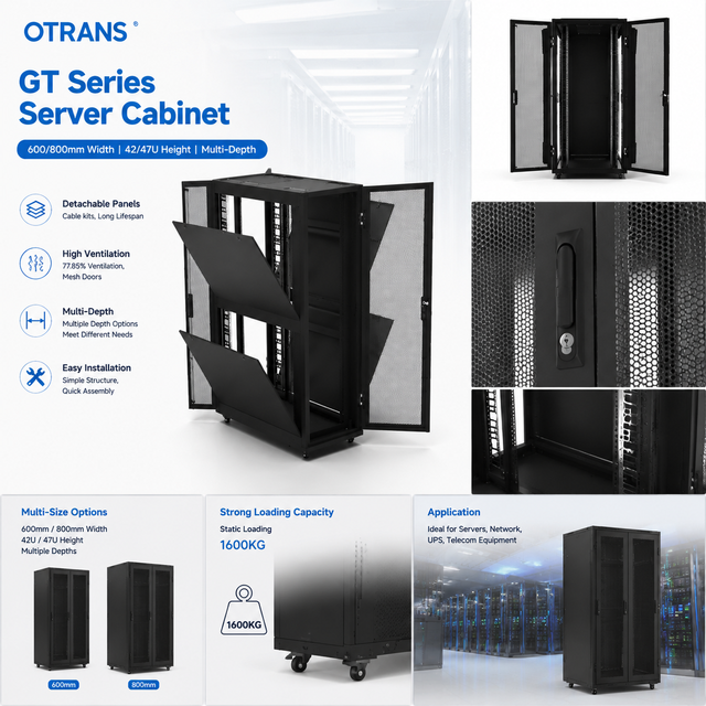 42U 47U Server Cabinet Rack Enclosure 600mm 800mm Width Multi-Depth Mesh Door High Ventilation IT Cabinet Solution