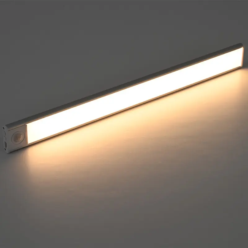 Fita led pir com sensor de movimento, 20cm, 30cm, branco quente, recarregável, lâmpada sem fio para armário