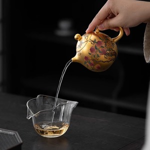 Théière en forme d'œuf de dragon plaqué or 24 carats Zhou Hongjie, en porcelaine, avec couvercle, pour service à thé Kung Fu - Product Image 4