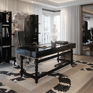 Hiện đại đơn giản Thiết kế thép không gỉ kim loại trang trí bàn ánh sáng sang trọng qlossy sơn đen Bàn máy tính - Product Image 3