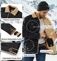 Veste d'hiver pour homme, épaisse, en coton thermique, doublée de polaire, veste de travail à col châle, veste cargo pour homme