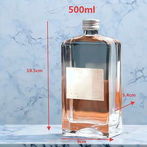 Vetro quadrato trasparente in mattoni 500ml 375ml 250ml bottiglia di vino piatta frutta vuota Whisky <span class=keywords><strong>e</strong></span> vino con chiusura a tappo a vite - Product Image 2