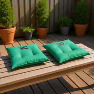 Juego de 2 cojines para sillas de exterior de tela Oxford verde, cuadrados, resistentes al agua, extraíbles, lavables, para uso en todas las estaciones - Product Image 2