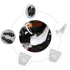 LOGO jetable en gros protecteur de siège de voiture en plastique transparent housse de volant coussin de pied levier de vitesse housse de frein à main - Product Image 3