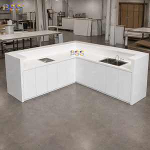 Barra de <span class=keywords><strong>Bar</strong></span> Moderna para Restaurante, Personalizada, de Corian Blanco y Azulejos de Cerámica Verde, en Forma de L, para Clubes Comerciales, Eventos, Cafeterías, Hoteles - Product Image 3