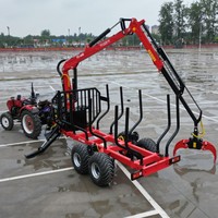 Remorque forestière TR120 avec grue forestière, option de grue à bois, chargeur hydraulique, remorque à bois avec chargeur de bois