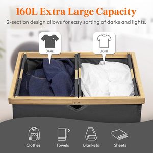 Lifewit <b>Collapsible</b> Laundry Basket 160L With Lid And 2 Bags For Clothes <b>Storage</b> - Product Image 5