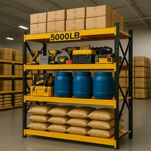 Étagères de rangement robustes en acier et fer à 4 niveaux, revêtement poudré anti-corrosion, hauteur 2000 mm, pour garage et entrepôt - Product Image 2
