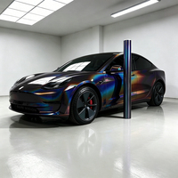 Film Vinyle Noir Laser Brillant pour Voiture, Film Holographique Arc-en-ciel à Changement de Couleur, Anti-Rayures, Sans Bulles pour Auto