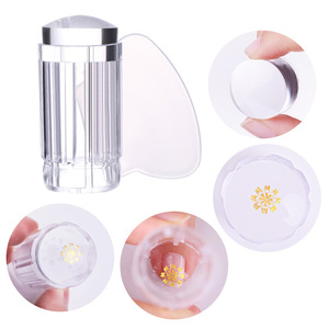 9 Colors Jelly <b>Nail</b> Stamper Heads Plastic Scraper Image Transfer Tool Round Stamping <b>Kit</b> - Product Image 3
