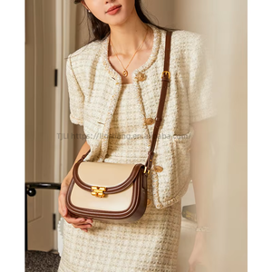 Saddle Bag Female Crossbody Genuine Leather Women's Bag Ladies Lock Buckle Single Shoulder Bag <b>Purse</b> Tanjing - Product Image 4